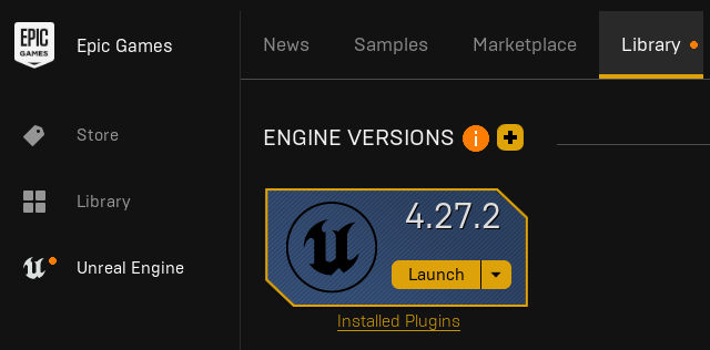 Unreal Engine 4.27.2 Installed in Epic Games Launcher